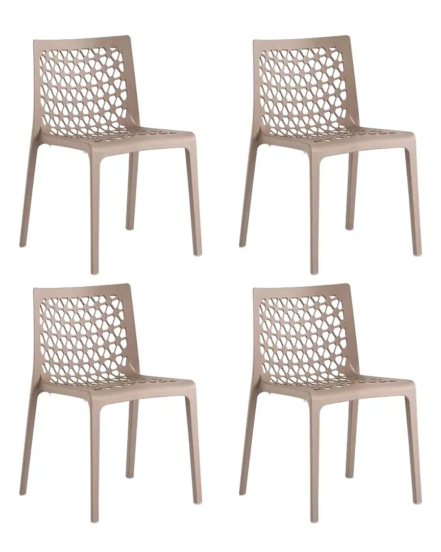 Milan Set of 4 Stackable Dining Chairs - Taupe, Polypropylene
