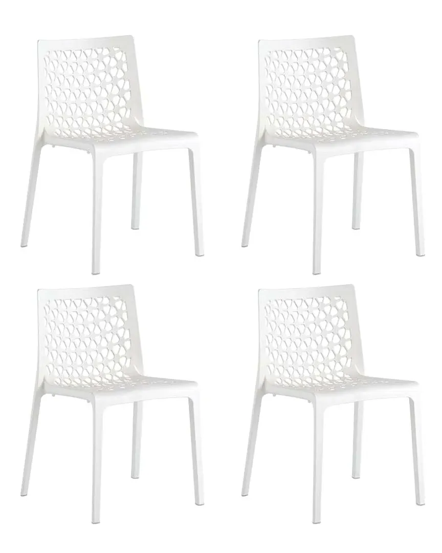 Milan Set of 4 Stackable Dining Chairs - White, Polypropylene