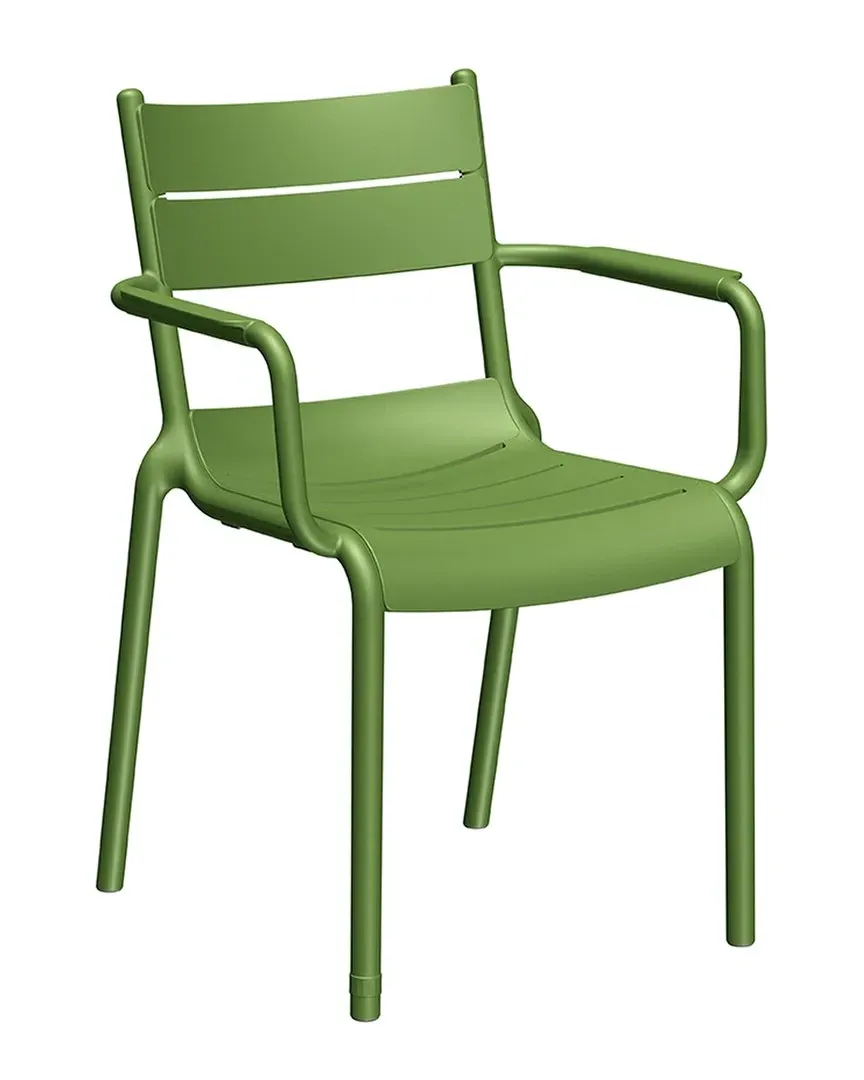 Naples Set of 2 Stackable Armchairs - Olive Green, Resin