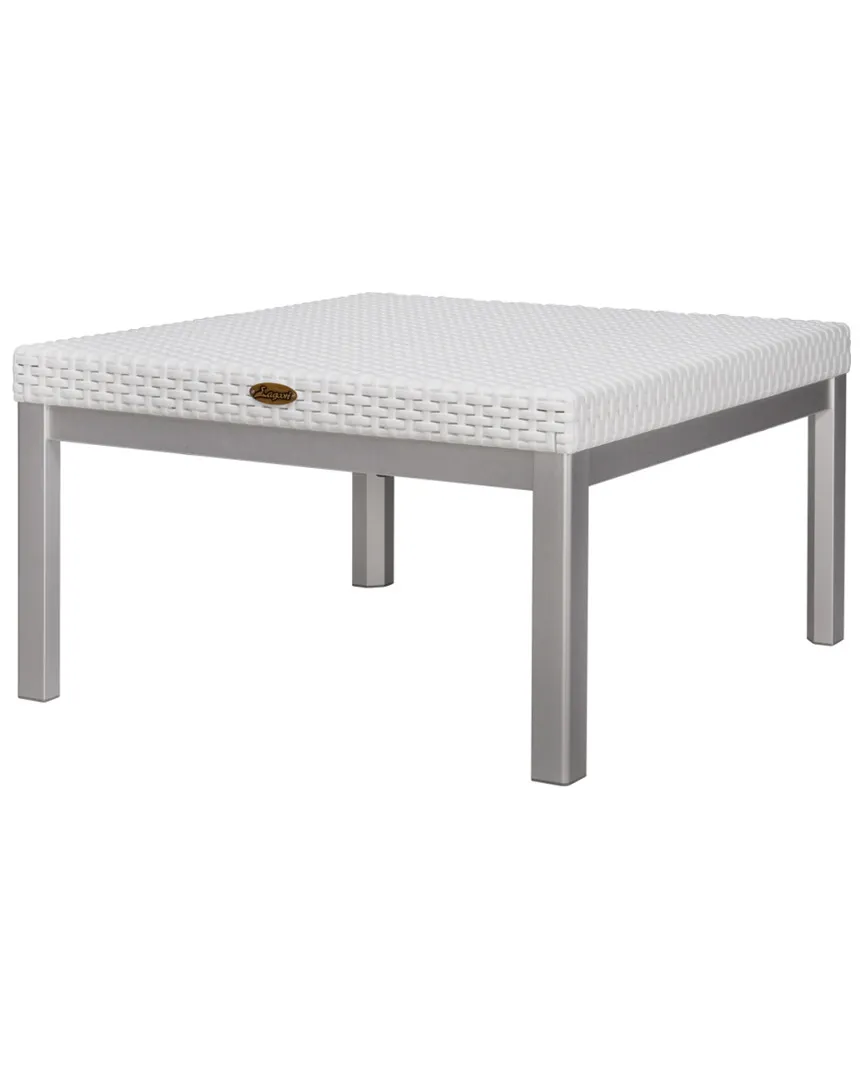 Russ Rattan Coffee Table - White