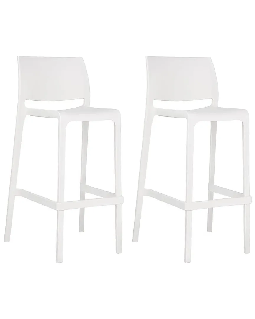 Sensilla Set of 2 Stackable Counter Stools - White, Polypropylene
