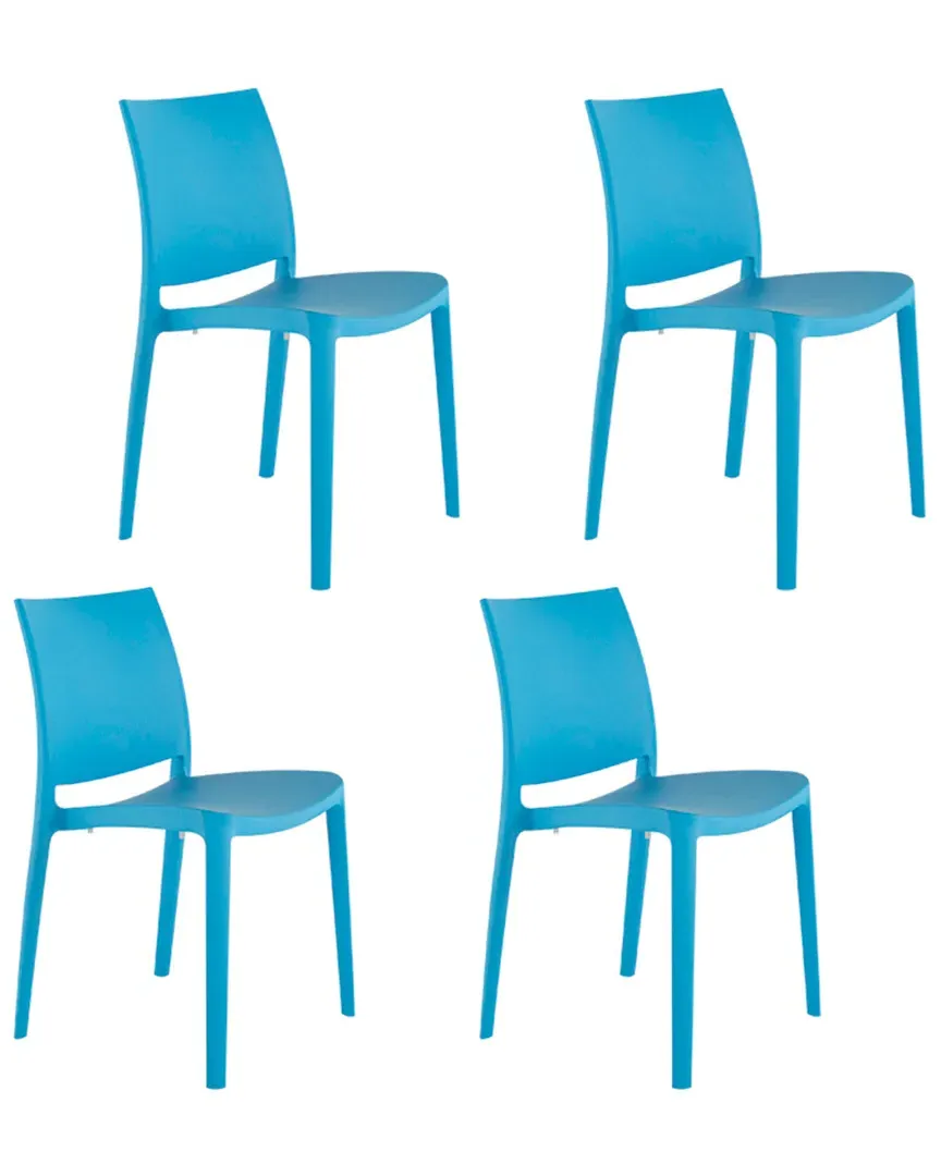 Sensilla Set of 4 Stackable Dining Chairs - Blue