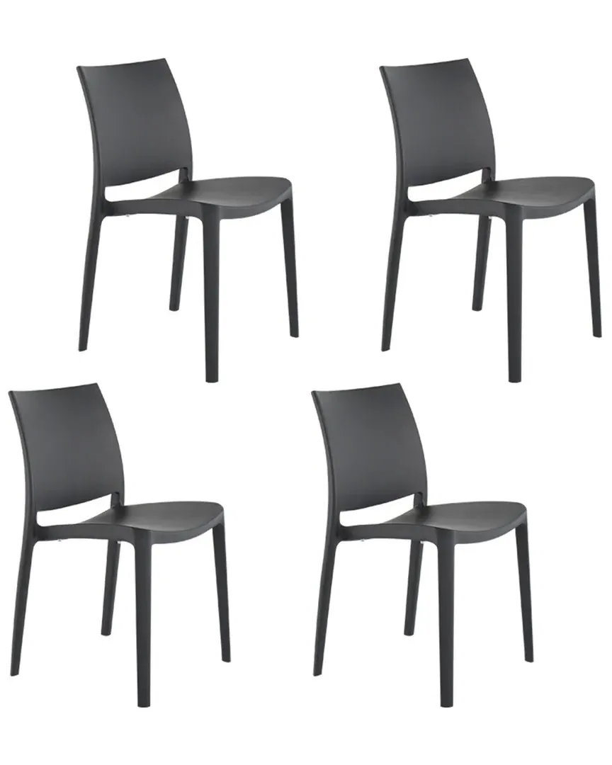 Sensilla Set of 4 Stackable Dining Chairs - Dark Grey