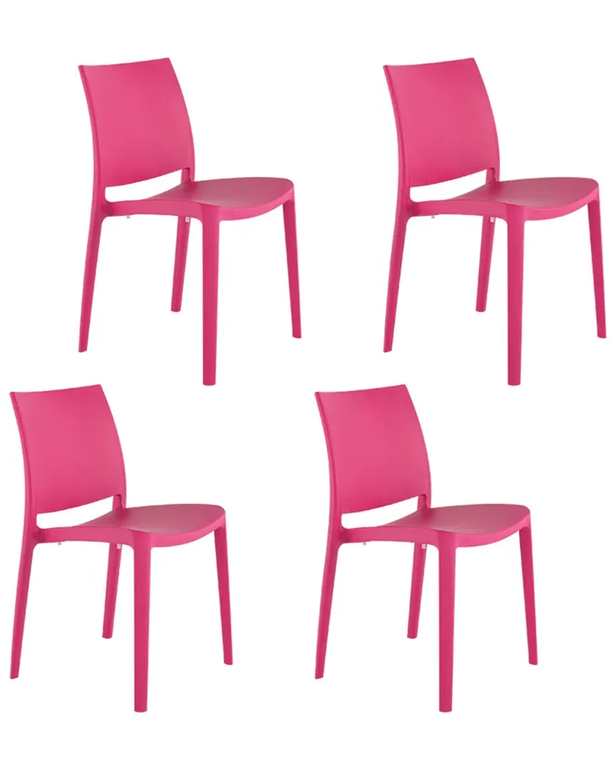 Sensilla Set of 4 Stackable Dining Chairs - Fuchsia image