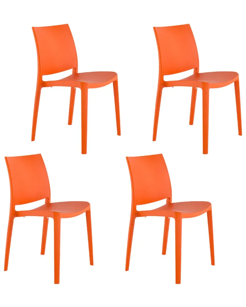 Sensilla Set of 4 Stackable Dining Chairs - Orange