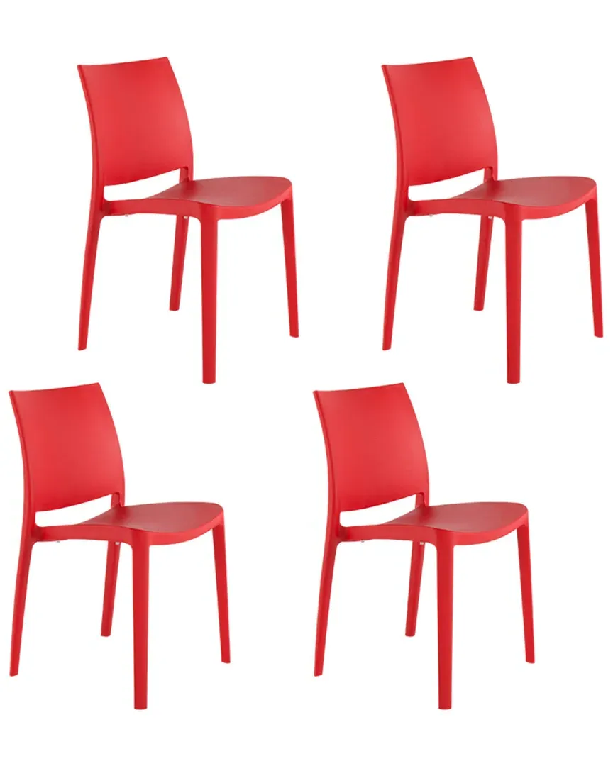 Sensilla Set of 4 Stackable Dining Chairs - Red