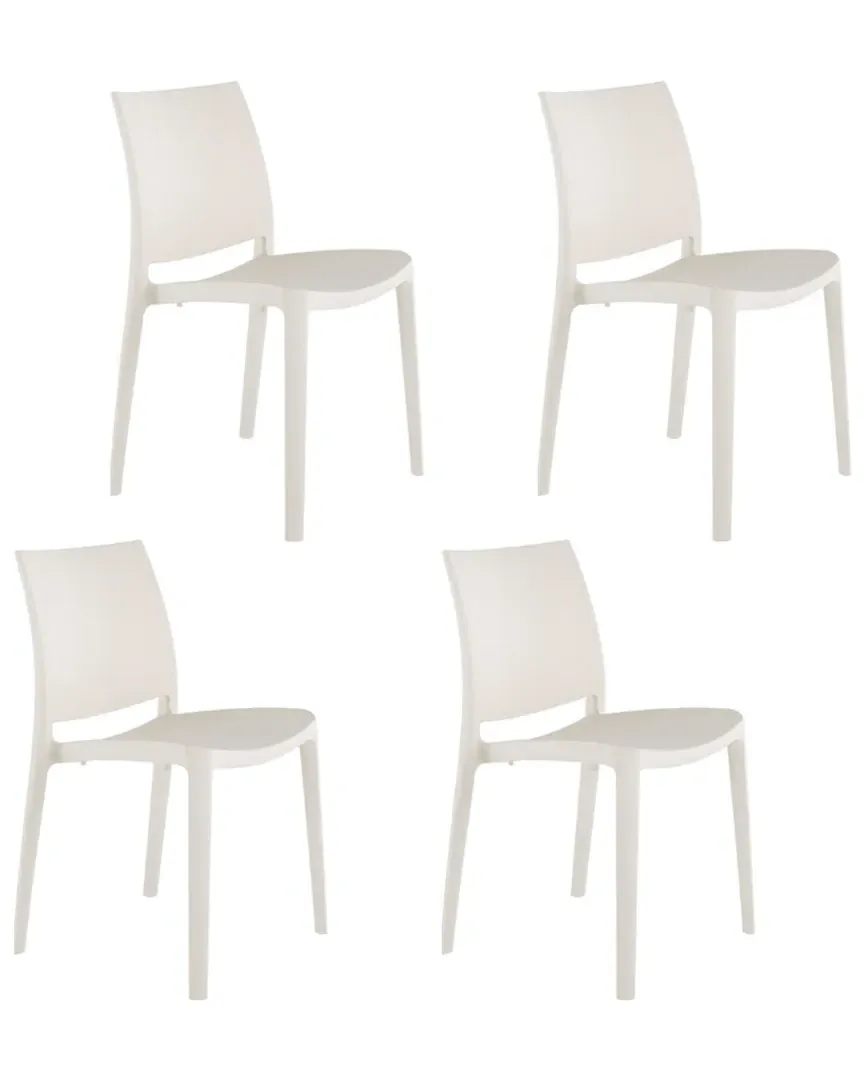Sensilla Set of 4 Stackable Dining Chairs - White