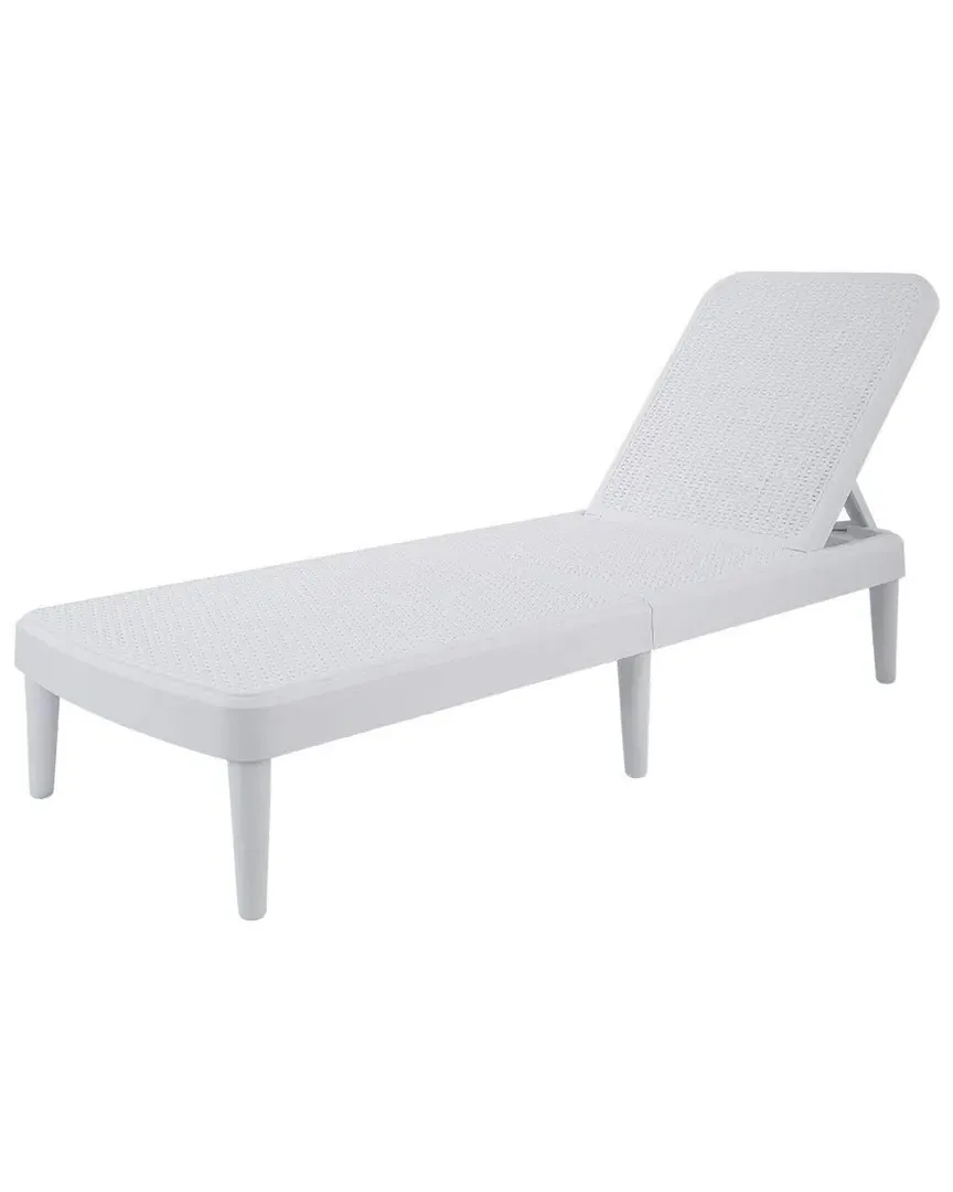 Tahiti Rattan Chaise Lounge - White, Resin