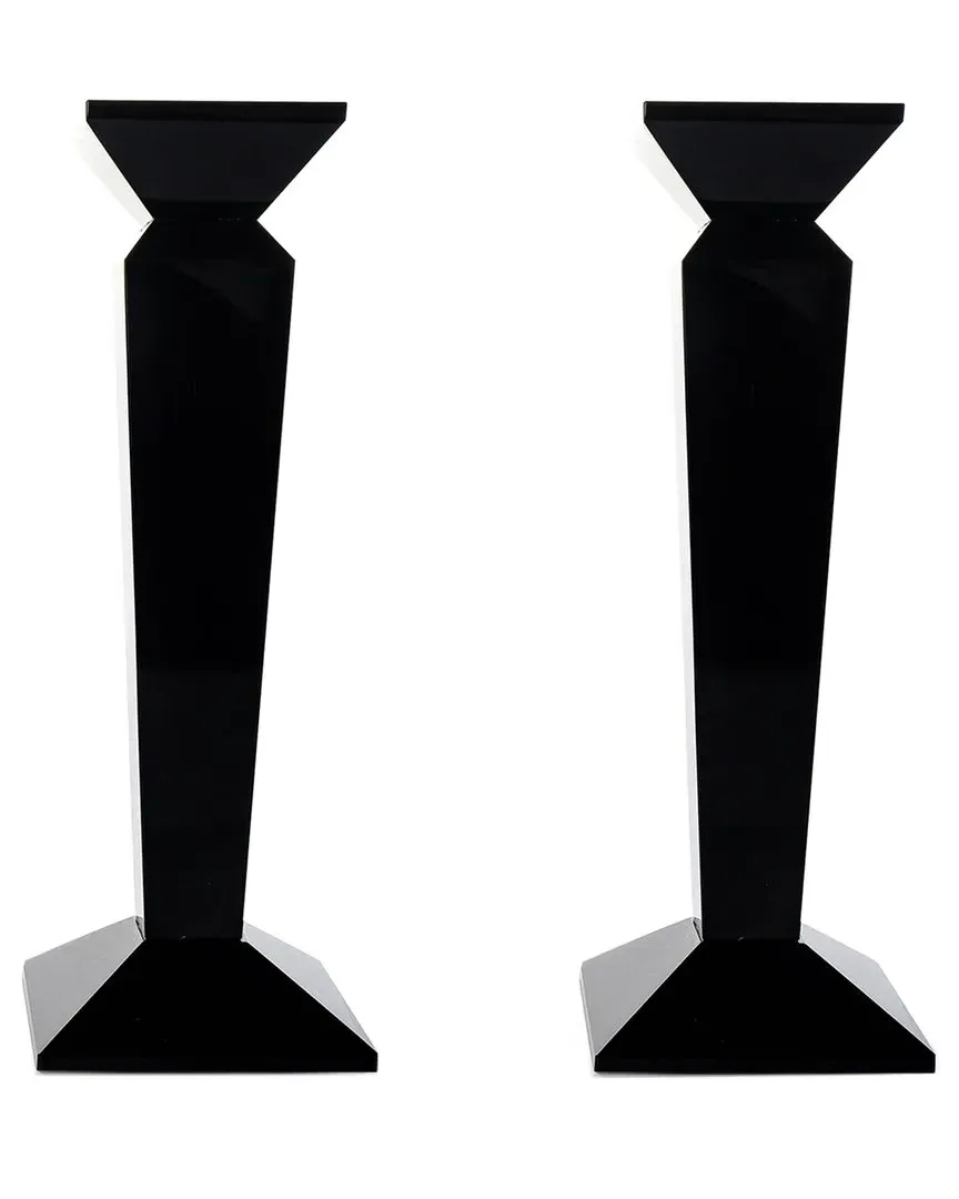 Pair of 11in Solid Crystal Candlesticks - Black image