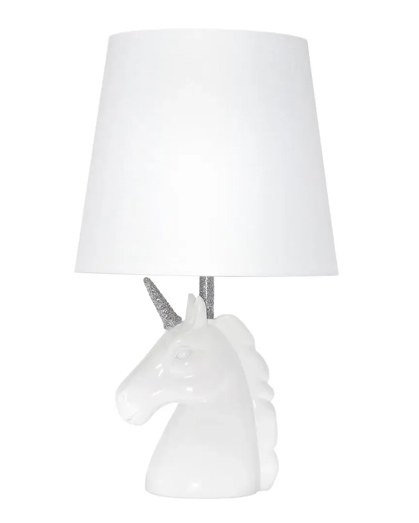 15.5in Unicorn Table Lamp with LED Bulb - White, Polyresin
