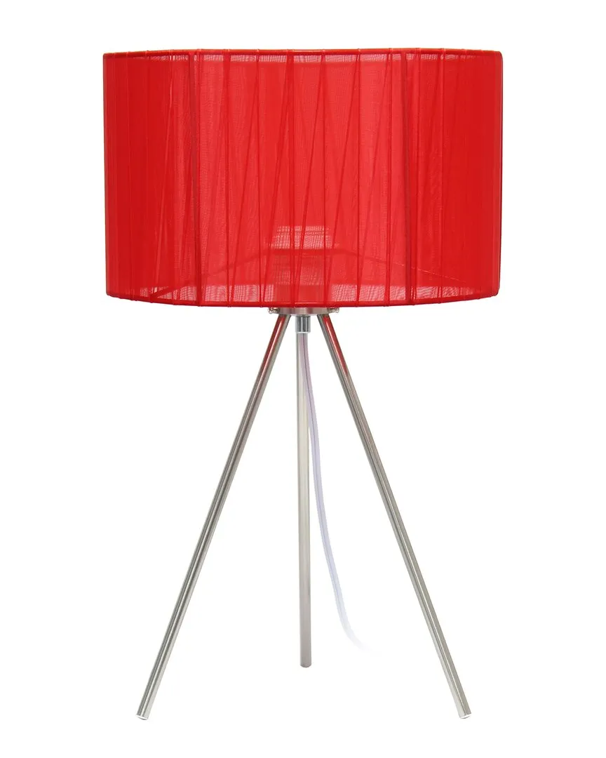 19.69in Pedestal Table Lamp - Red, Brushed Nickel