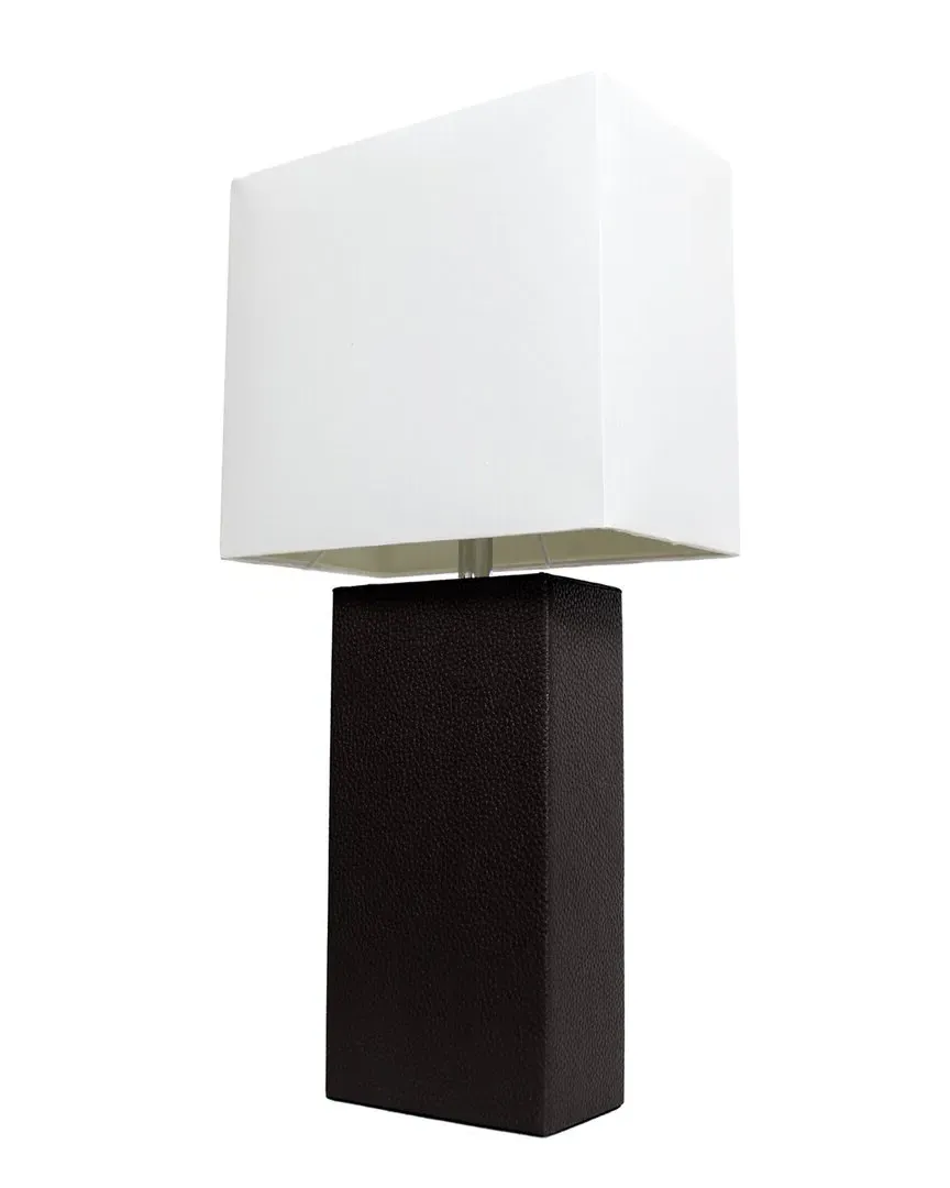 21in Leather Wrapped Table Lamp with LED Bulb - Black image