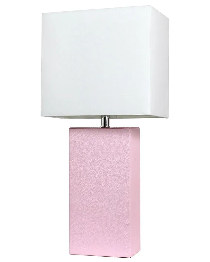 21in Leather Wrapped Table Lamp with LED Bulb - Blush Pink