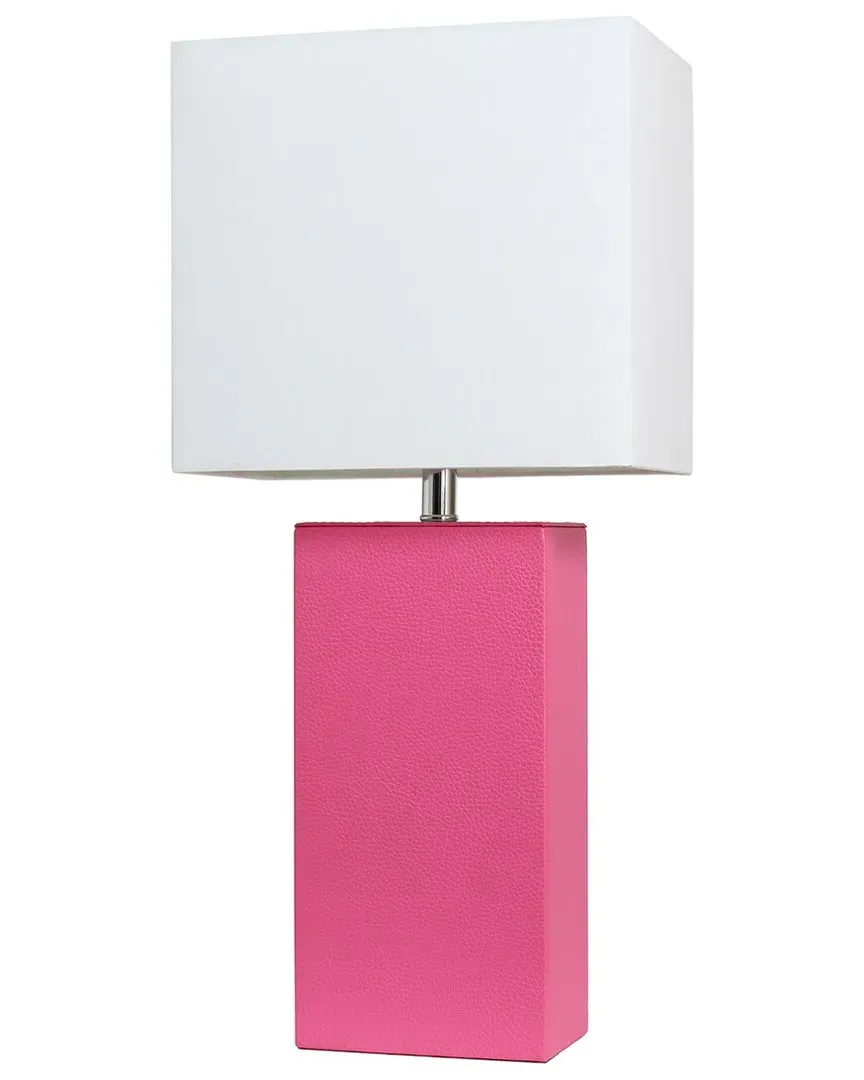 21in Leather Wrapped Table Lamp with LED Bulb - Hot Pink