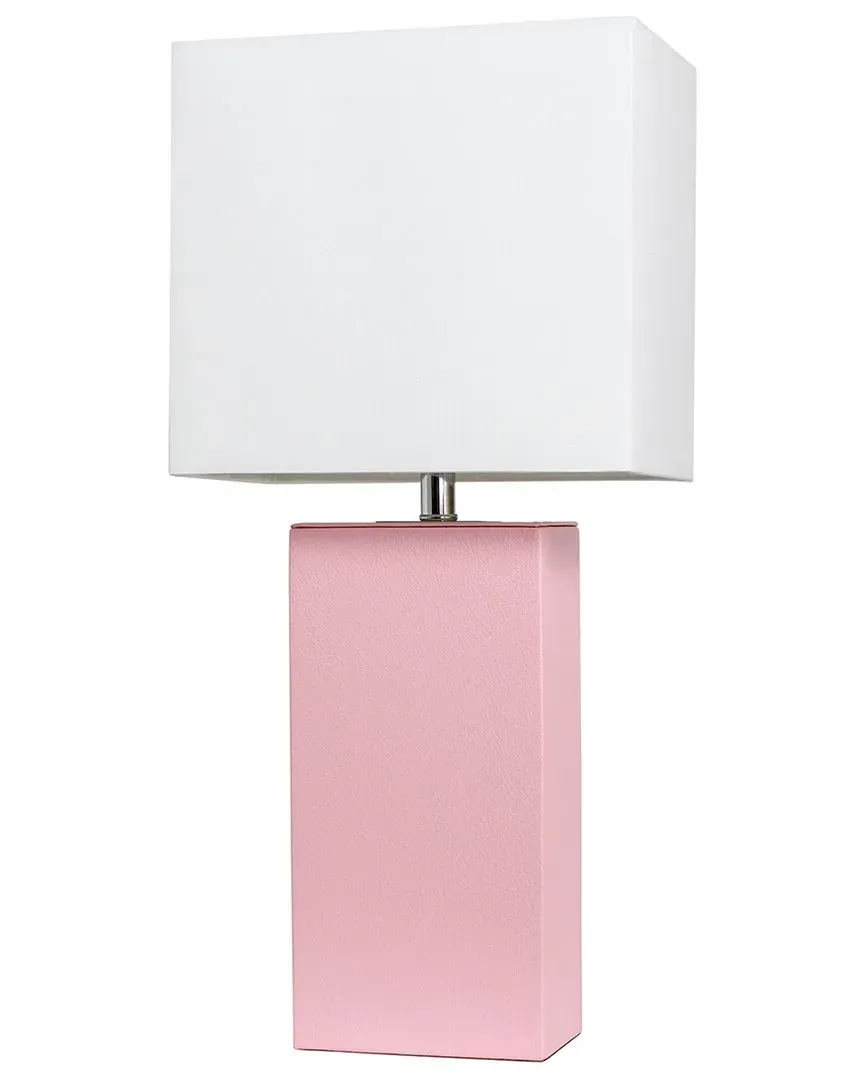 21in Leather Wrapped Table Lamp with LED Bulb - Pink