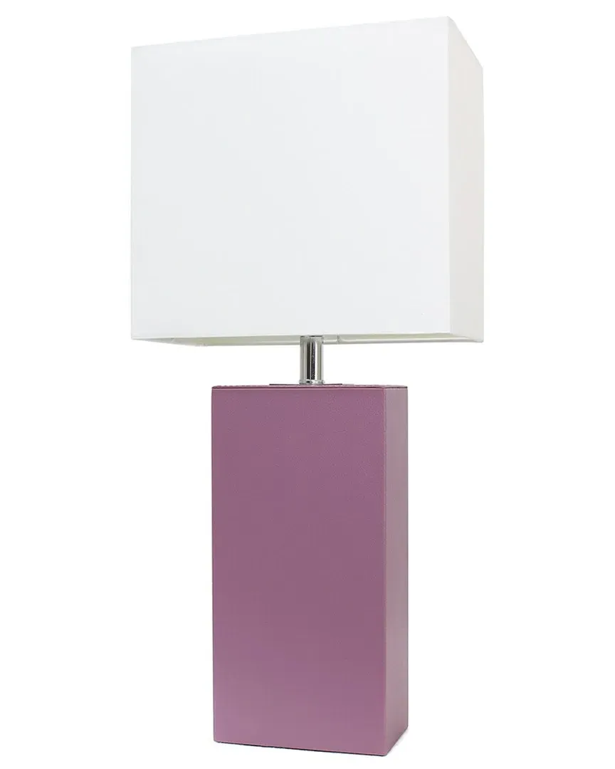 21in Leather Wrapped Table Lamp with LED Bulb - Purple