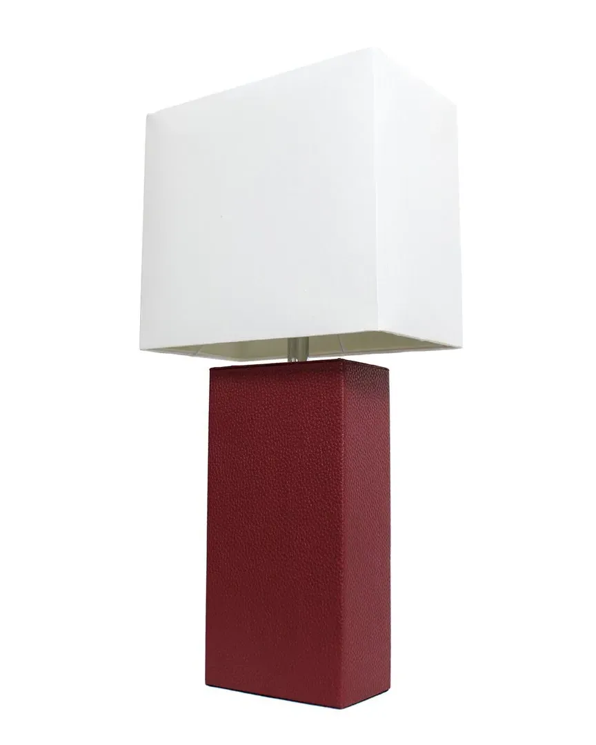 21in Leather Wrapped Table Lamp with LED Bulb - Red
