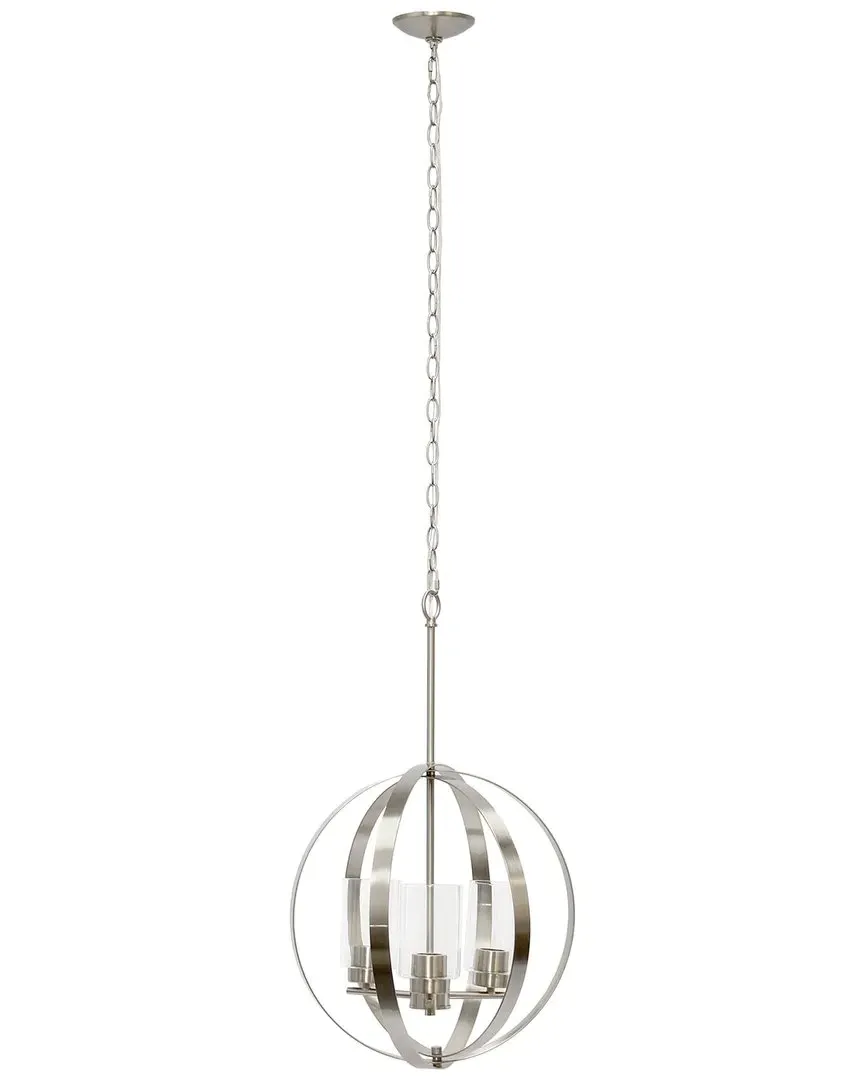 3-Light Globe Ceiling Pendant - Brushed Nickel, Metal