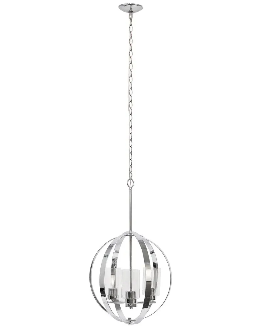 3-Light Globe Ceiling Pendant - Chrome, Metal