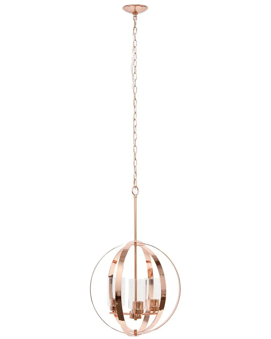 3-Light Globe Ceiling Pendant - Rose Gold, Metal
