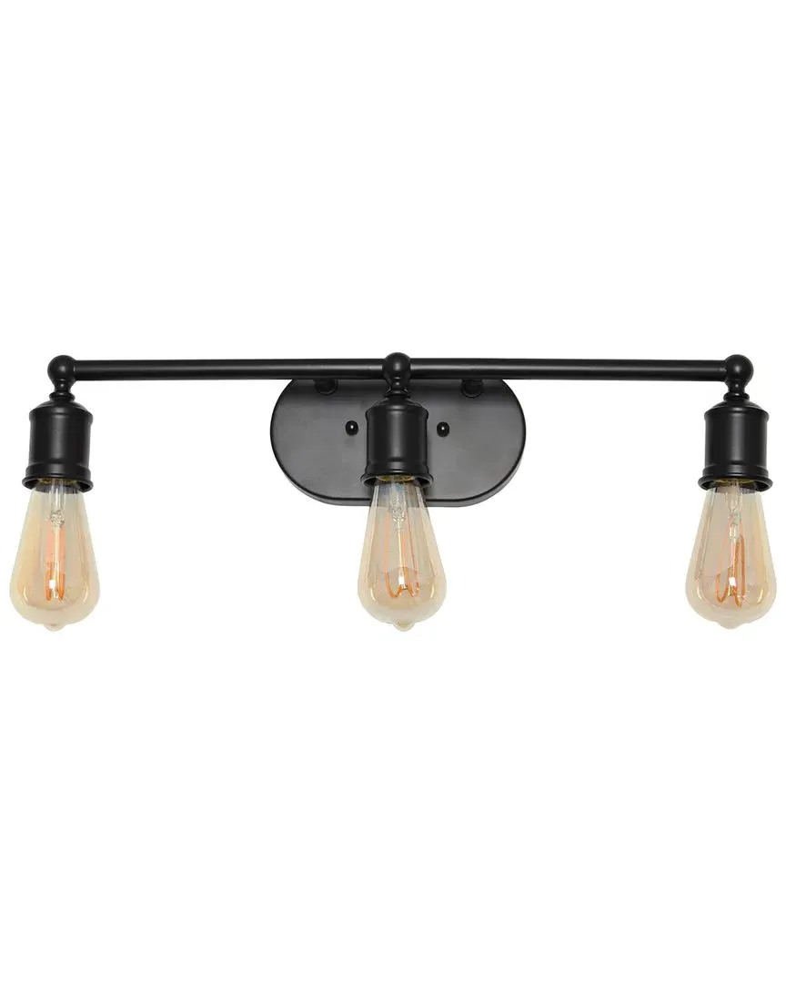 3-Light Industrial Vanity Light - Black, Metal image