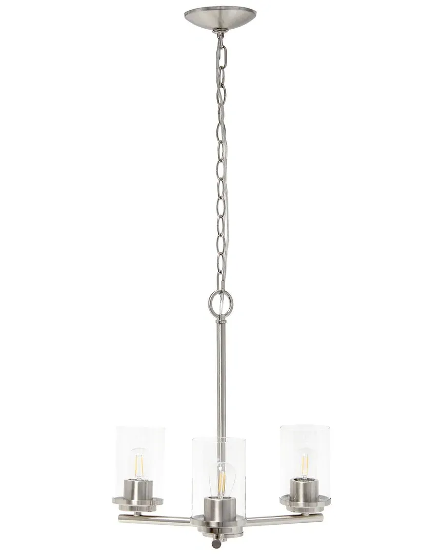 3-Light Pendant Chandelier - Brushed Nickel, Glass