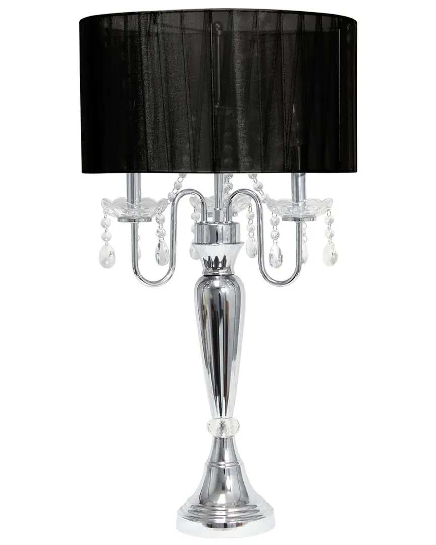 31in Cascading Crystal Table Lamp - Black, Chrome image