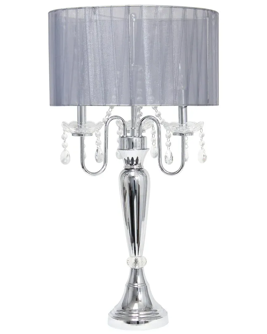 31in Cascading Crystal Table Lamp - Grey, Chrome
