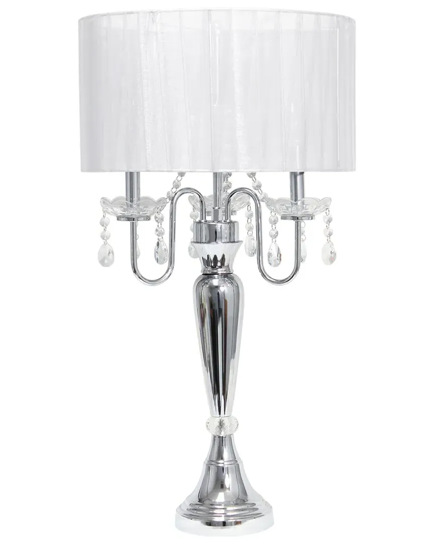 31in Cascading Crystal Table Lamp - White, Chrome