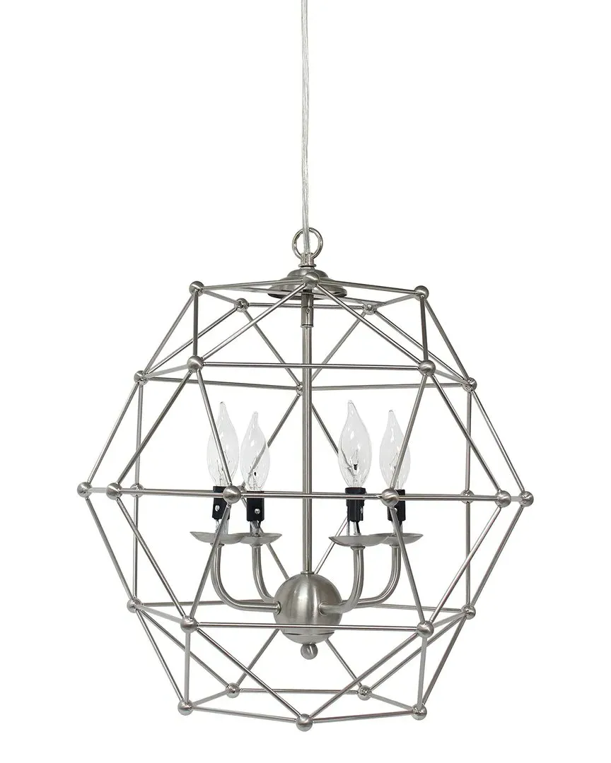 4-Light Hexagon Pendant Light - Brushed Nickel, Metal
