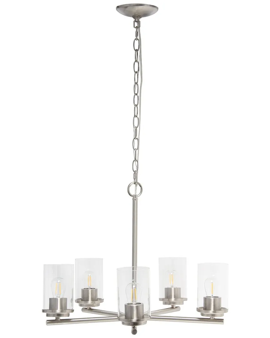 5-Light Pendant Chandelier - Brushed Nickel, Clear Glass