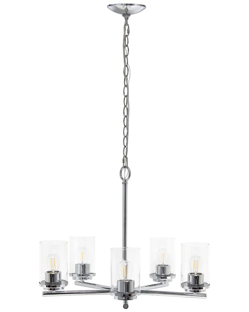 5-Light Pendant Chandelier - Chrome, Clear Glass