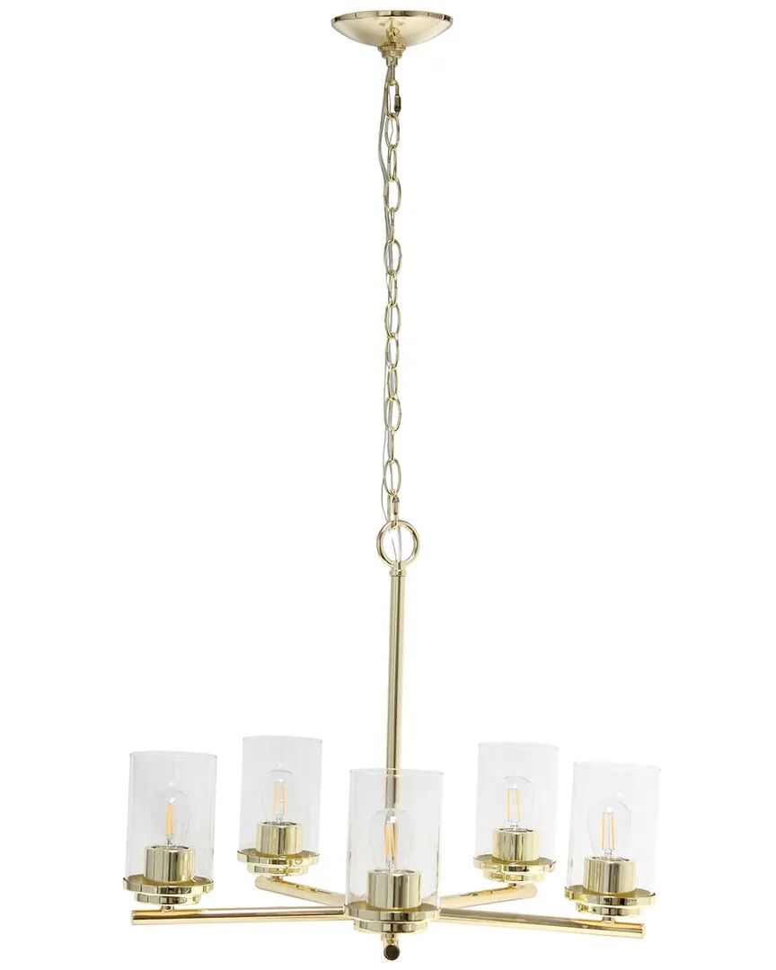 5-Light Pendant Chandelier - Gold, Clear Glass