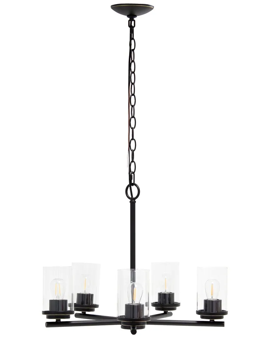 5-Light Pendant Chandelier - Restoration Bronze, Clear Glass image