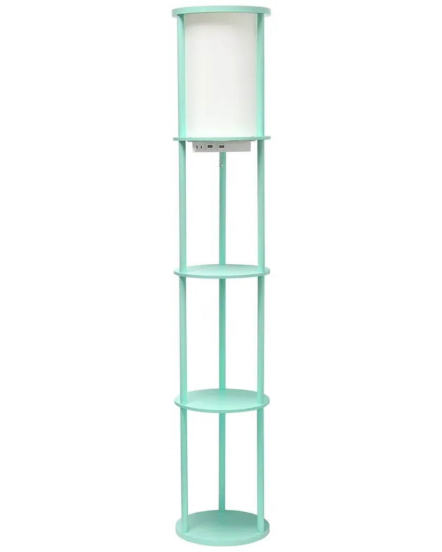62.5in Round Shelf Floor Lamp with Storage - Aqua, MDF image