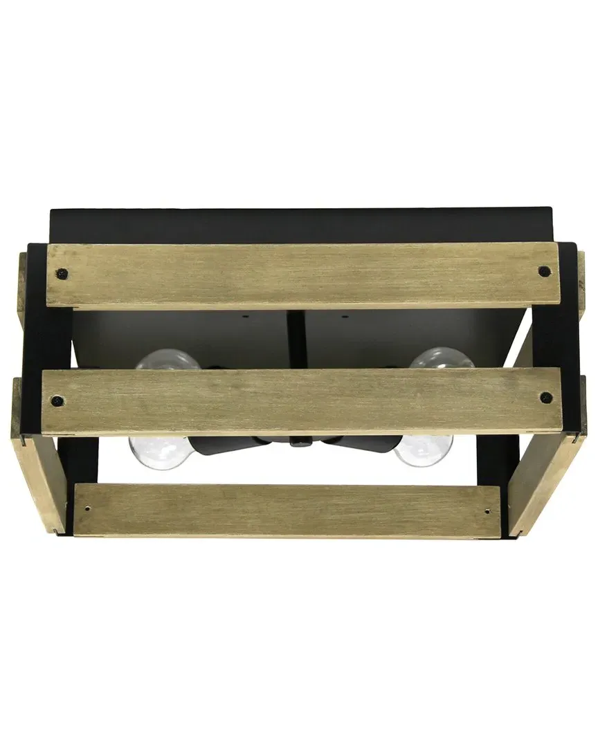 Barnlit 4-Light Square Flush Mount Ceiling Light - Natural Wood image
