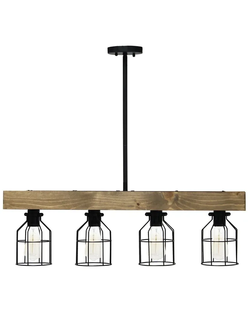 Barnlitt 4-Light Beam Pendant - Brown, Pine image