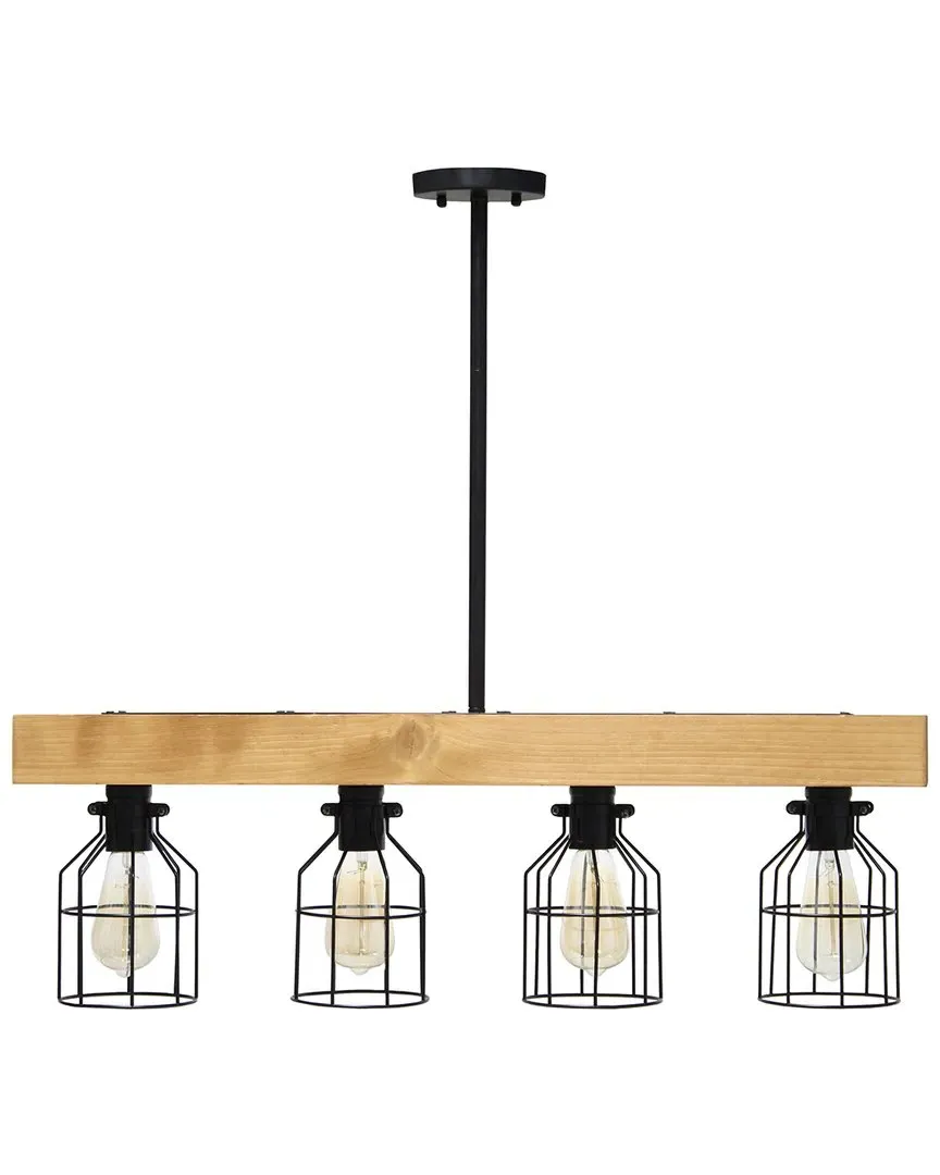 Barnlitt 4-Light Beam Pendant - Light Wood, Pine