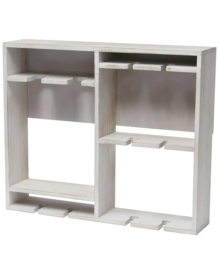 Bartow Wall Mounted Wine Rack with Glass Holder - White, Wood