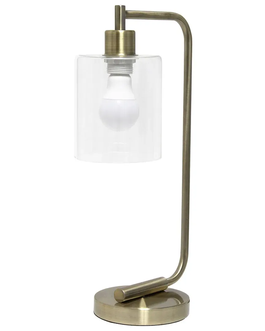 Bronson Lantern Desk Lamp with Glass Shade - Antique Brass