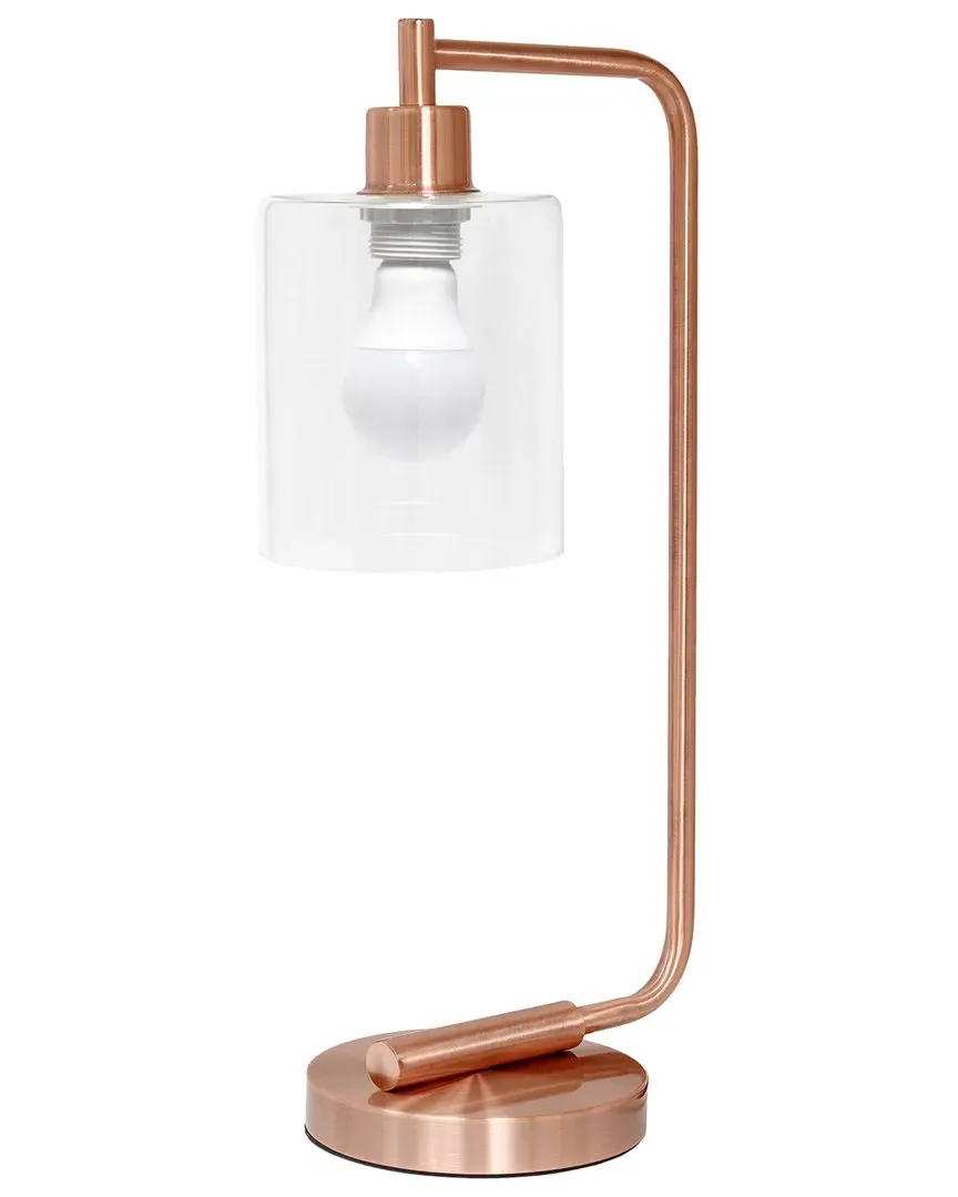 Bronson Lantern Desk Lamp with Glass Shade - Rose Gold image