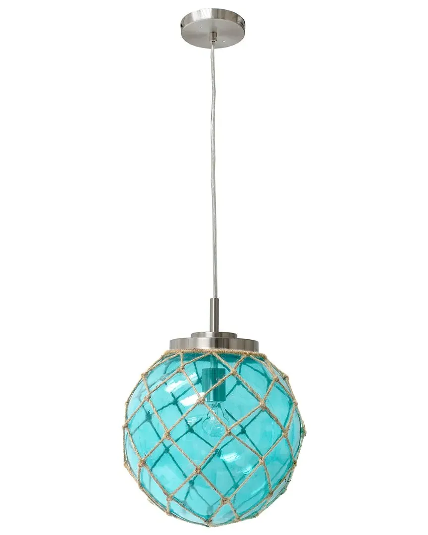 Buoy Netted Round Pendant Light - Aqua, Glass