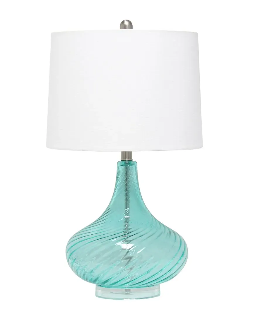 Classix 24in Wavy Glass Table Lamp - Light Blue, Glass