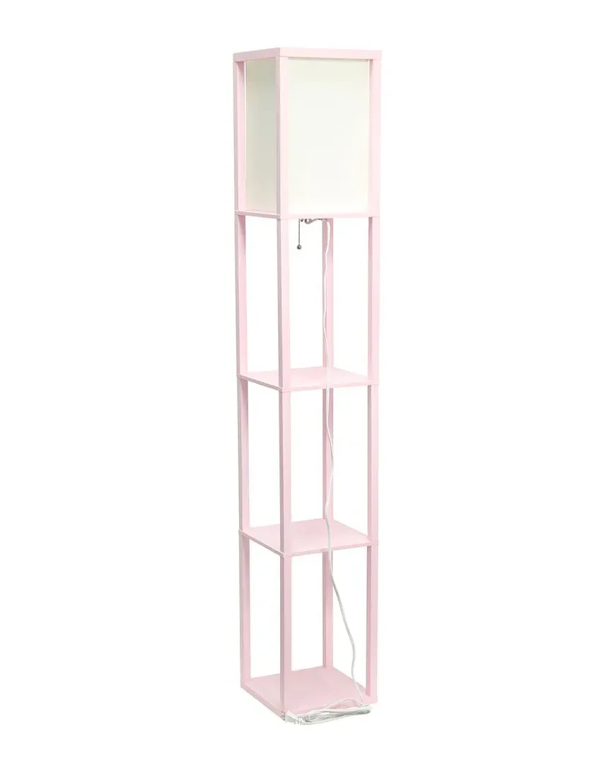 Column Shelf Floor Lamp with Linen Shade - Pink