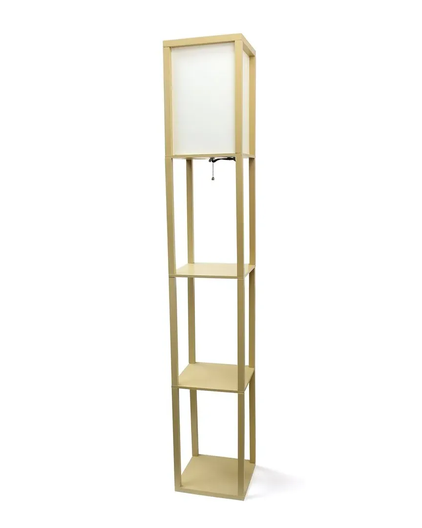 Column Shelf Floor Lamp with Linen Shade - Tan
