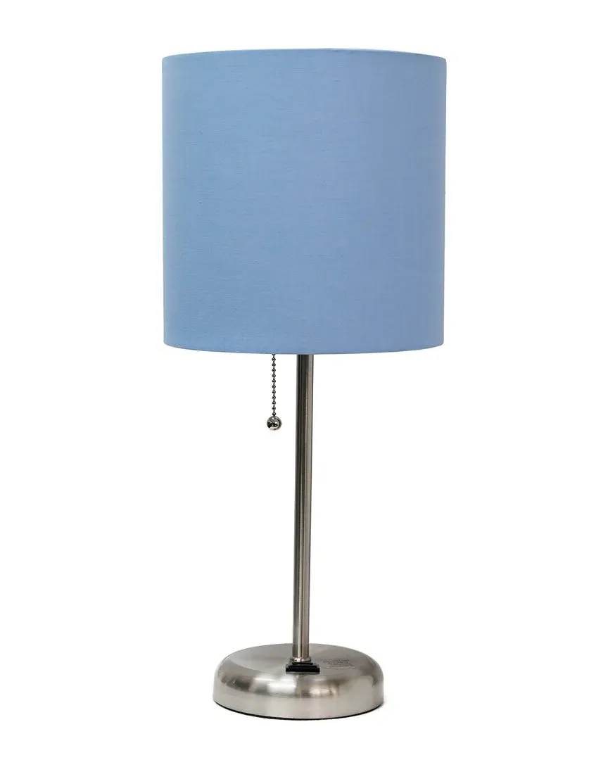 Creekwood Home Oslo Table Lamp with Power Outlet - Silver, Metal