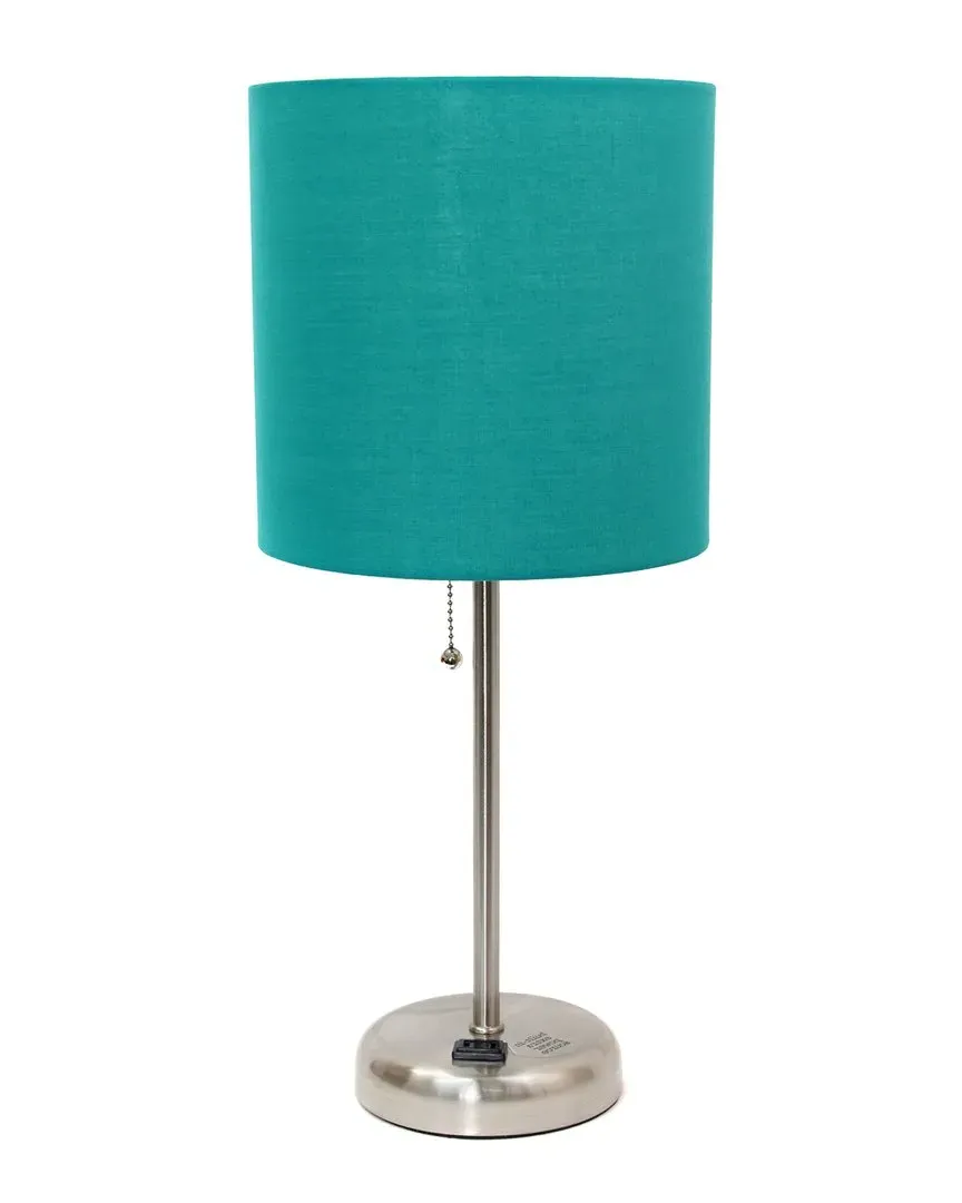 Creekwood Home Oslo Table Lamp with Power Outlet - Silver, Metal image