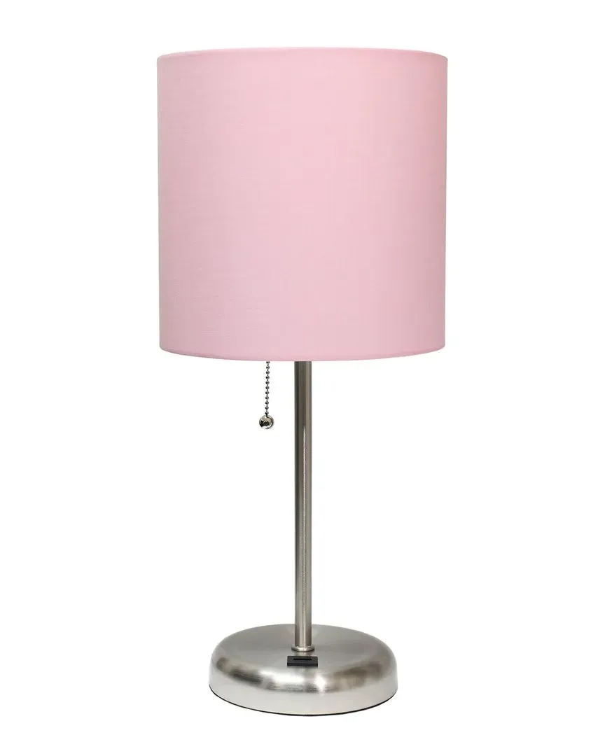 Creekwood Home Oslo Table Lamp with USB Port - Silver, Metal