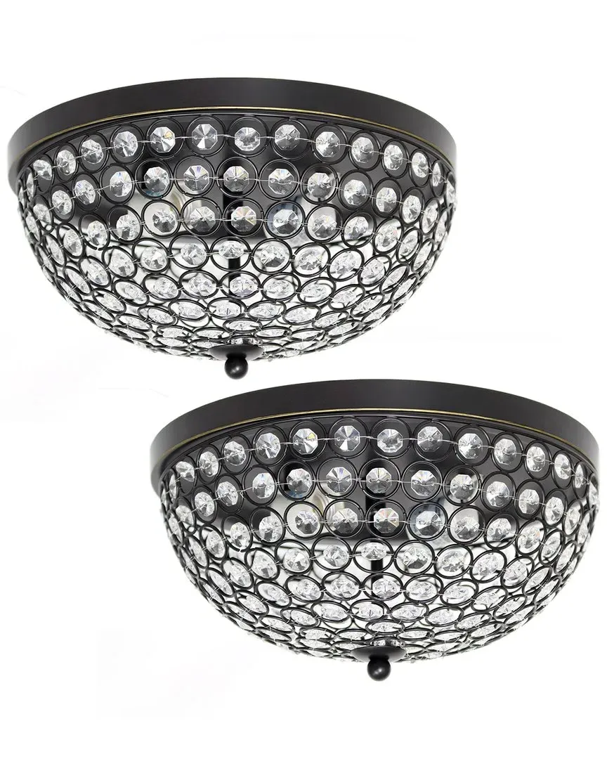 Crystal 2 Light Ceiling Flush Mount 2pk - Bronze, Metal