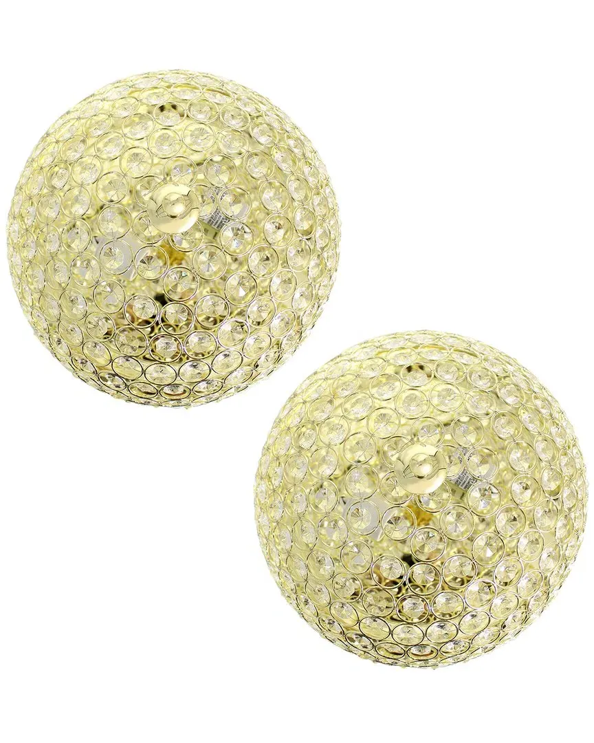 Crystal 2 Light Ceiling Flush Mount 2pk - Gold, Metal